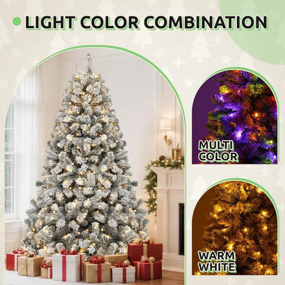 Flocked Pine Pre-Lit Christmas Tree