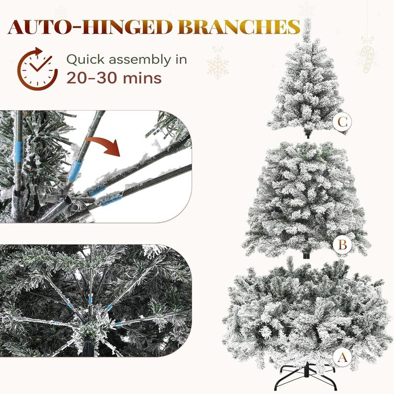 Flocked Pine Pre-Lit Christmas Tree