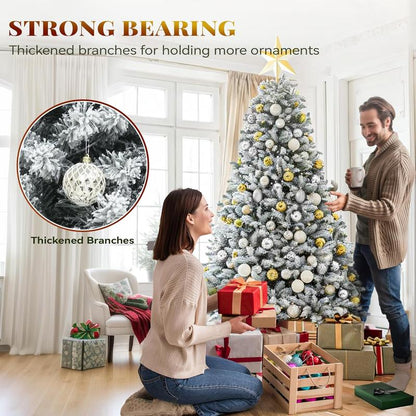 Flocked Pine Pre-Lit Christmas Tree