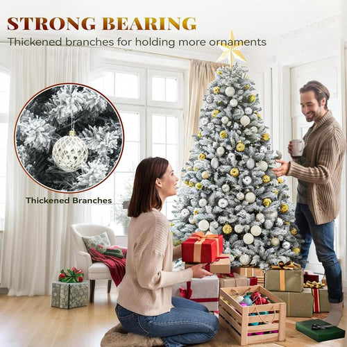 Flocked Pine Pre-Lit Christmas Tree