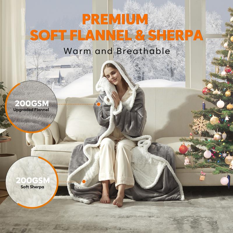 Wearable Heated Blanket with Hood