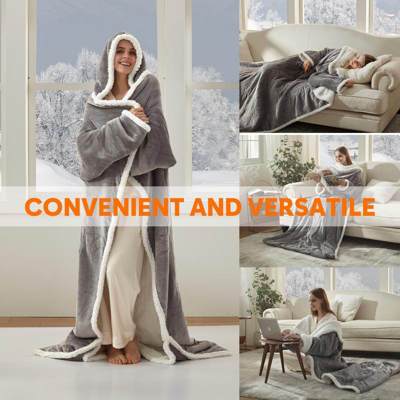 Wearable Heated Blanket with Hood