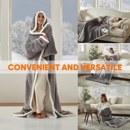 Wearable Heated Blanket with Hood