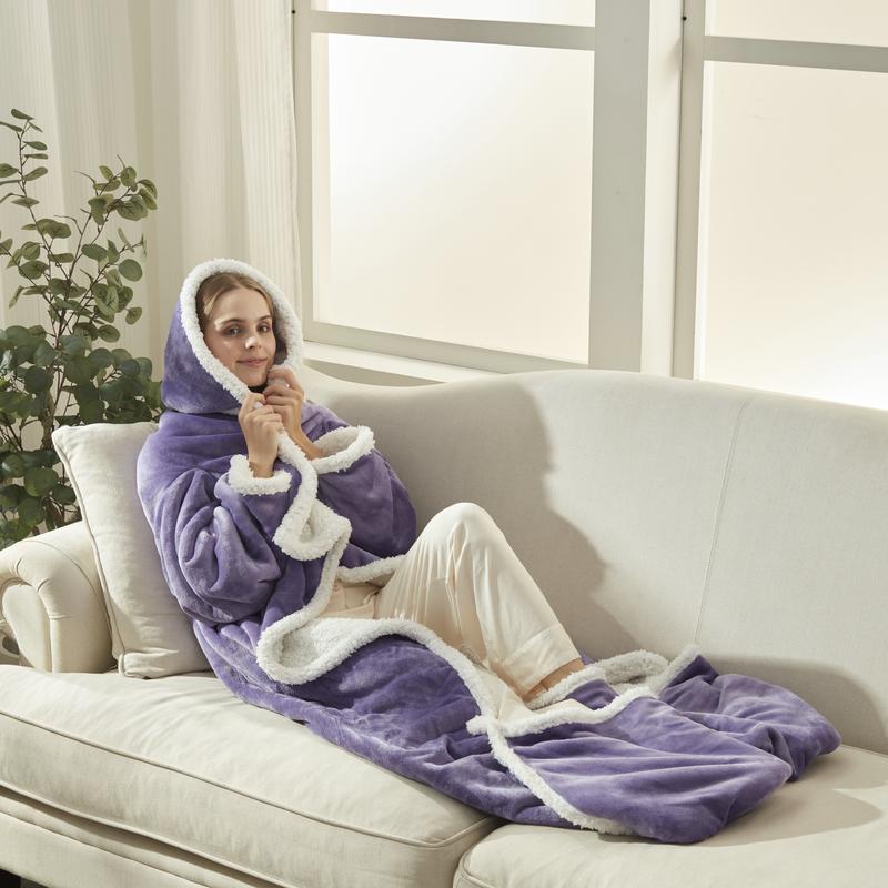 Wearable Heated Blanket with Hood