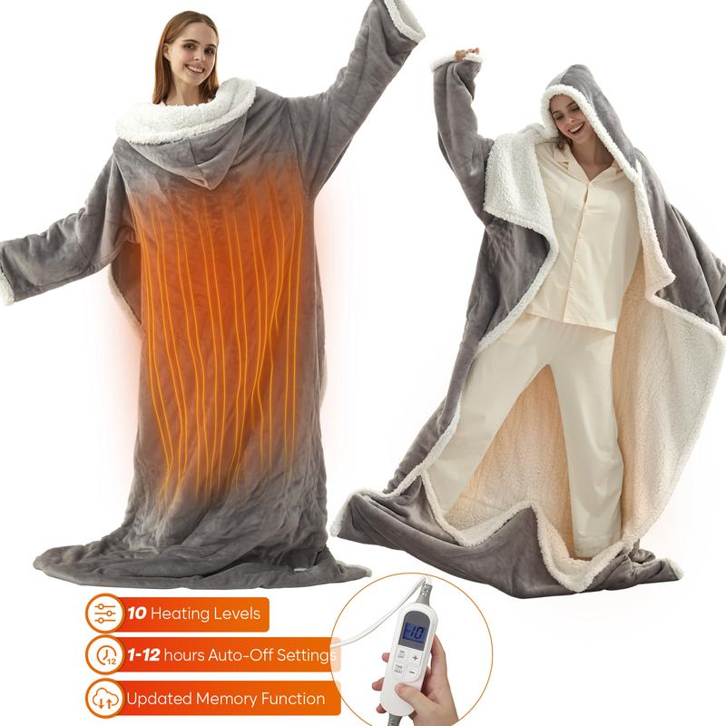 Wearable Heated Blanket with Hood