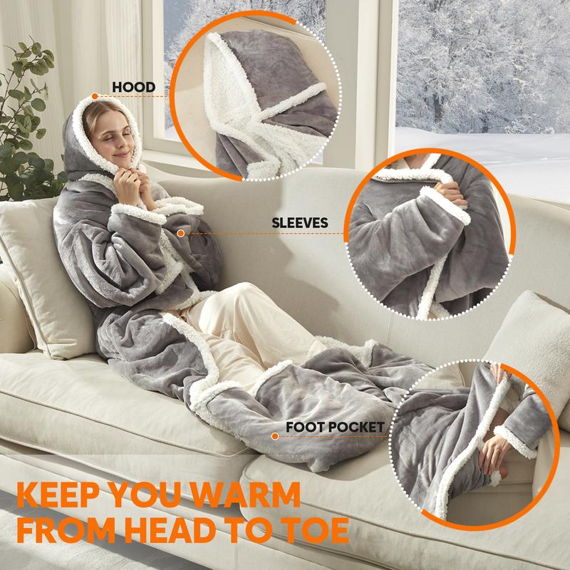 Wearable Heated Blanket with Hood